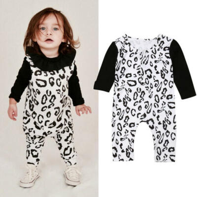 

US Infant Baby Girl Boy Leopard Clothes Long Sleeve Romper Bodysuit Jumpsuit Set