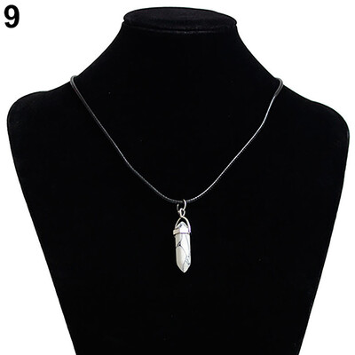 

Faux Gemstone Rock Natural Quartz Healing Point Chakra Reiki Pendant Rope Necklace