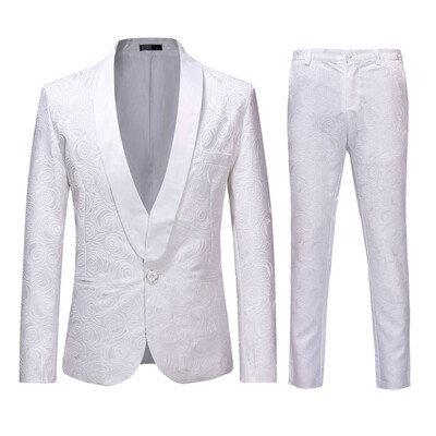 

Gobestart Mens Suit Slim 2-Piece Suit Blazer Business Wedding Party Jacket & Pants