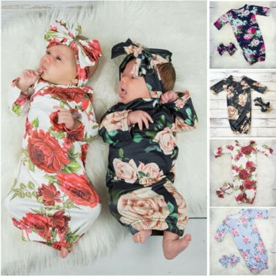 

Infant Baby Sleeping Bag Newborn Blanket Swaddle Wrap Gown Floral Outfits Set CA