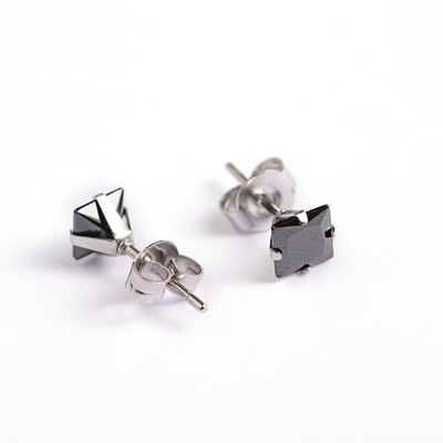 

Square Cubic Zirconia Stud Earrings with 304 Stainless Steel Pins Black 45x4mm Pin 09mm
