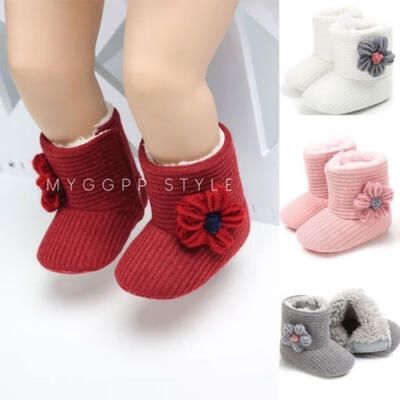 

Cute Newborn Baby Boy Girl Winter Thicken Warm Cotton Boots Soft Sole Crib Shoes