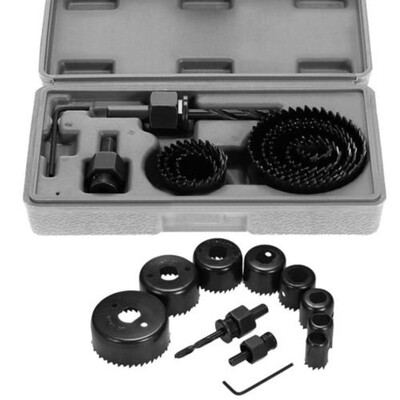 

11xHole Saw Drill Bit Kit w Mandrels Case Wood Sheet Metal 19-64mm Set durable