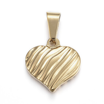 

304 Stainless Steel Pendants Heart Golden 15x15x35mm Hole 5x7mm