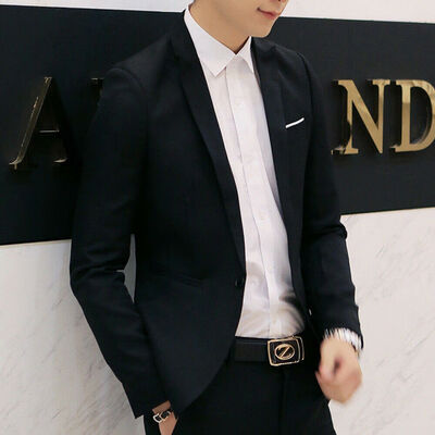 

New Mens Casual Slim Fit One Button Suit Blazer Business Coat Jacket With Pocket