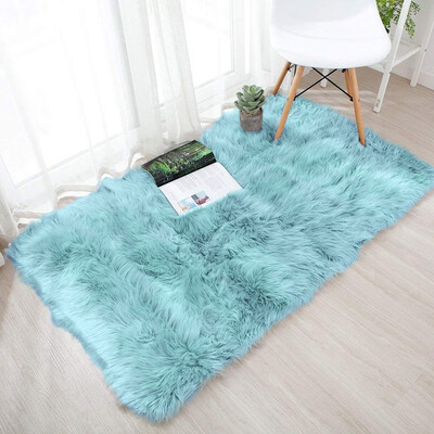 

Toponeto Wool Imitation Sheepskin Rugs Faux Non Slip Bedroom Shaggy Carpet Mats