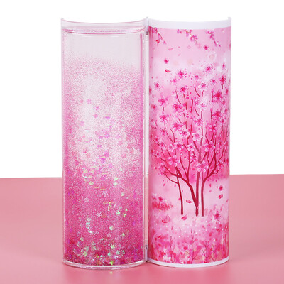 

Toponeto Quicksand Stationery Box Multi-function Pen Case Transparent Simple Cylindrical Pencil Case