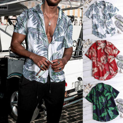 

Mens Summer Vintage Casual Dress Shirt Mens Floral Short Sleeve Shirts Tops Tee