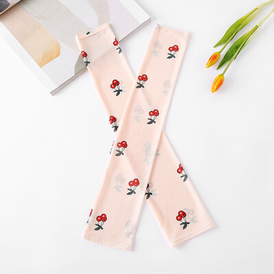 

New digital printing sunscreen grid ice silk sleeves female cartoon outdoor riding travel ice sleeve women factory wholesale