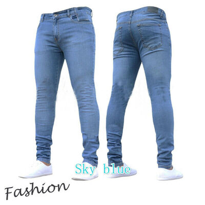 

Fashion Mens Biker Ripped Skinny Jeans Casual Trousers Slim Fit Denim Pants