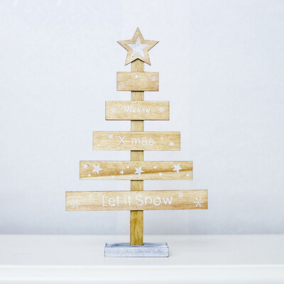 

Siaonvr Wooden Mini Christmas Tree Desktop Ornaments Merry Christmas Party Decor