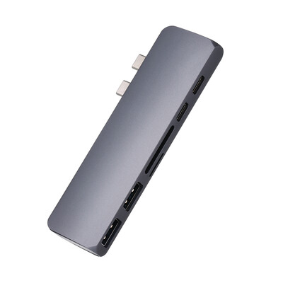 

Dual TYPE-C Hub to Dual USB 30 Dual Type-C 4K HDMI Charging SDTF Card Reader Adapter For MacBook 13 15