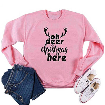 

Gobestart Women Christmas Letter Printed Long Sleeve Pullover Sweatshirt Tops Blouse