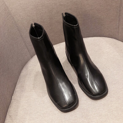 

Autumn boots are all-match with strong English style&short boots womens middle school&square head Chelsea boots women