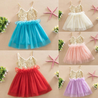 

Kids Baby Girl Formal Dresses Cute Sequins Tulle Tutu Dress Party Gown