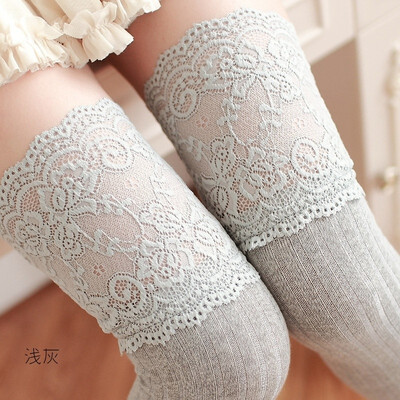 

Lace over knee socks Vertical top high tube cotton sole stockings Antiskid stockings