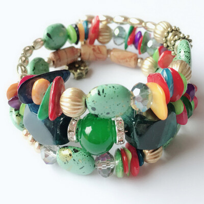 

Woman Beach Jewelry 2019 Bohemian Shell Natural Stone Bracelet Multilayer Beads bracelets & bangles