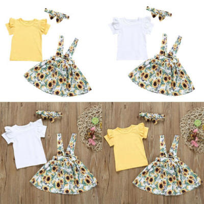 

3PCS Toddler Kids Baby Girls T-shirt TopsSkirt Dress Summer Outfits Clothes Set