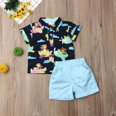 

USA Infant Toddler Kids Baby Boy Animal Clothes Shirt Tops Shorts Pants Outfits