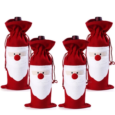 

Tailored 4PC Christmas Wine Bottle Set Santa Decoration Xmas Bottle Cap Xmas Decor