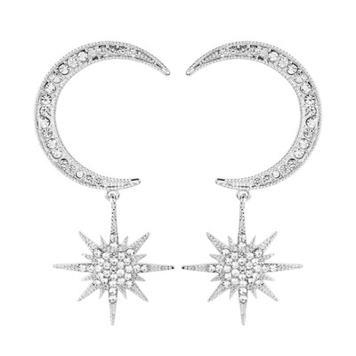 

Korean Style Fashion Rhinestone Moon Star Earrings