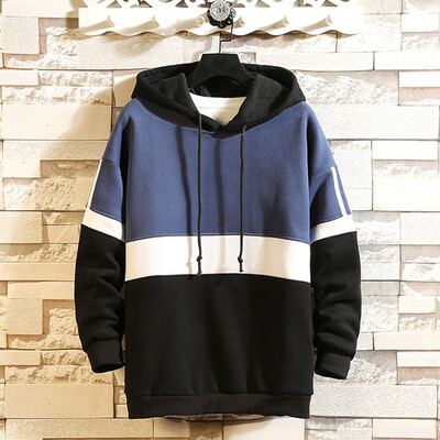 

Toponeto Men Splicing Button Pullover Long Sleeve Hooded Sweatshirt Tops Blouse