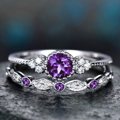 

Luxury Green Blue Stone Crystal Rings For Women Sliver Color Wedding Engagement Rings Jewelry