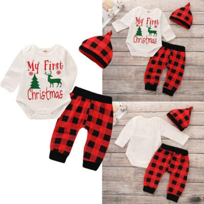 

Newborn Baby Toddler Boy Girl Romper XMAS Jumpsuit Leisure Clothes Outfits 3pcs