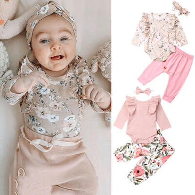 

US Newborn Baby Girl 3PCS Autumn Clothes Knitted Romper Jumpsuit Cotton Outfits