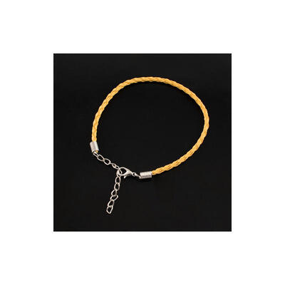 

Trendy Braided Imitation Leather Bracelet Making with Iron Lobster Claw Clasps&End Chains Gold 200x3mm