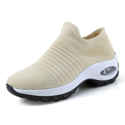 

breathable air mesh spring 2019 flat heels sneakers women casual slip on stretch knitted sock platform shoes woman flats