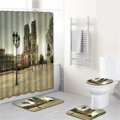 

〖Follure〗Waterproof Bathroom Shower Curtain Set Non-Slip Rug Toilet Lid Cover Bath Mat