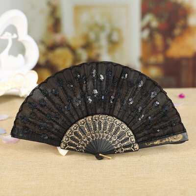 

Siaonvr Best Chinese Style Dance Wedding Party Lace Silk Folding Hand Held Flower Fan
