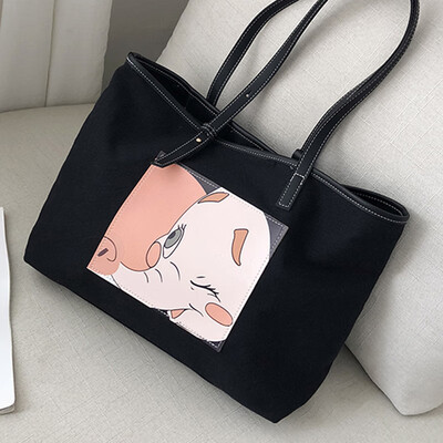 

Shoulder bag canvas womens new 2019 Korean version of Joker large-capacity fashion cartoon handbag tote bag