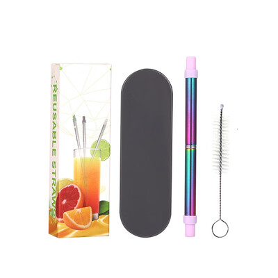 

Portable Drinking Straws Stainless Steel Metal Straw With Silicone Tip Storage Case Bar Party