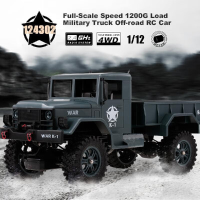 

WLtoys 124302 112 24GHz 4WD Full-Scale Speed 1200G Load Military Truck Off-road RC Car for Kids Beginners