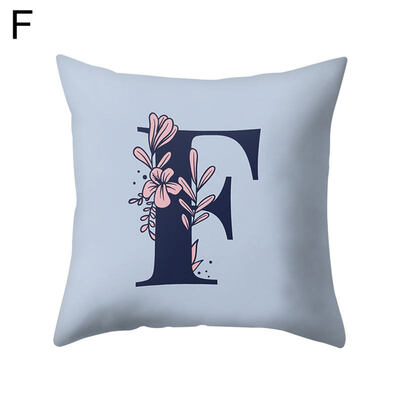 

Modern Capital Letter Flower Pillow Case Waist Throw Cushion Cover Home Decor