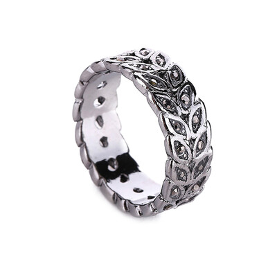 

Fashion Women Crystal Hollow Leaves Ring Wedding Engagement Rings Jewelry Gifts