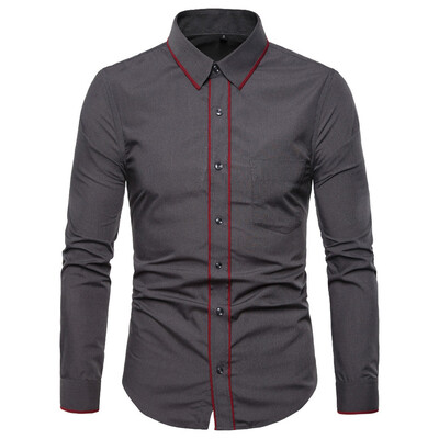 

Toponeto Men Striped Splicing Pocket Long Sleeve Shirt Fashion Long Sleeve Blouse Top