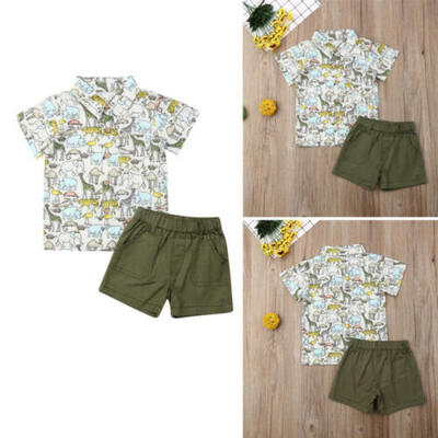 

US Stock Toddler Kids Baby Boy Tops T-Shirt Short Pants Outfits Clothes 2Pcs
