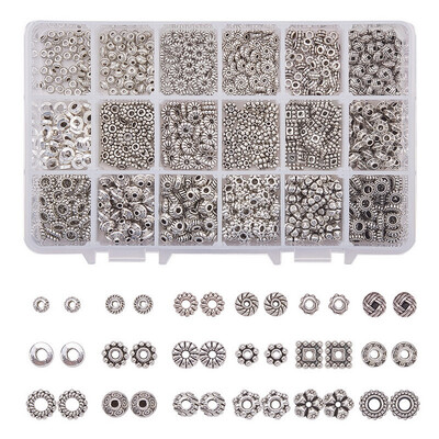 

PH PANDAHALL 1 Box 18 Styles Tibetan Alloy Spacer Beads for Bracelet Necklace Jewelry Making