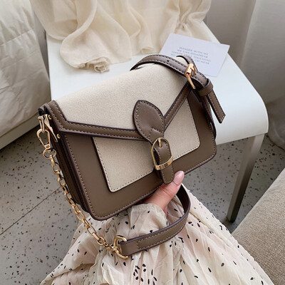 

Womens bag new wave fashion Europe&America hit color small square bag wild Messenger shoulder bag chain tide bag