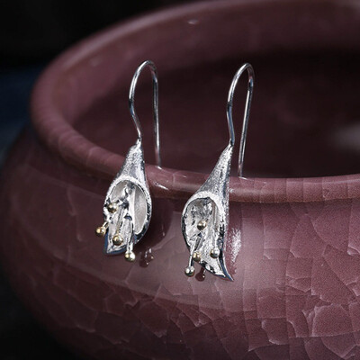 

Elegant Silver Lotus Flower Leaf Alloy Drop Dangle Hook Earrings Women Jewelry