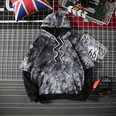 

Gobestart Mens Casual Long Sleeve Autumn And Winter Tie-dye Long Sleeve Hoodie Top Blouse