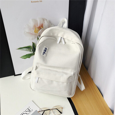 

Tailored Unisex Chinese Letter Canvas Pure Color Backpack Shoulder Bag Zipper Packages