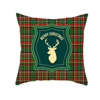 

2020 New Merry Christmas Xmas Gift Green Plaid Designed Pillowcase Santa Claus Cushion Cover Home Decor 18 X1 8 Inch