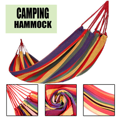 

Heavy Duty Cotton Rope Hanging Hammock Swing Camping Canvas Bed with Strap & Hook