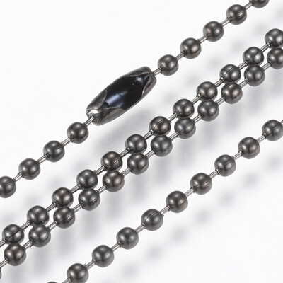 

304 Stainless Steel Ball Chain Necklace Makings Gunmetal 295"75cmx23mm