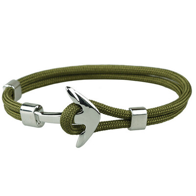 

New Black Anchor Bracelet For Men Fashion Handmade Charm Braclet Jewelry Male Accessories