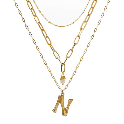 

natural freshwater pearl A-Z 26 Initial Pendant Letter Necklace For Women Gold Letter Wholesale Jewelry Gift for Love Friends